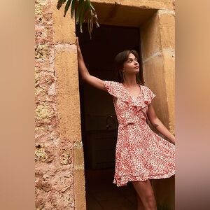 New Free People French Quarter Mini Wrap Dress Romantic Coquette Feminine Small